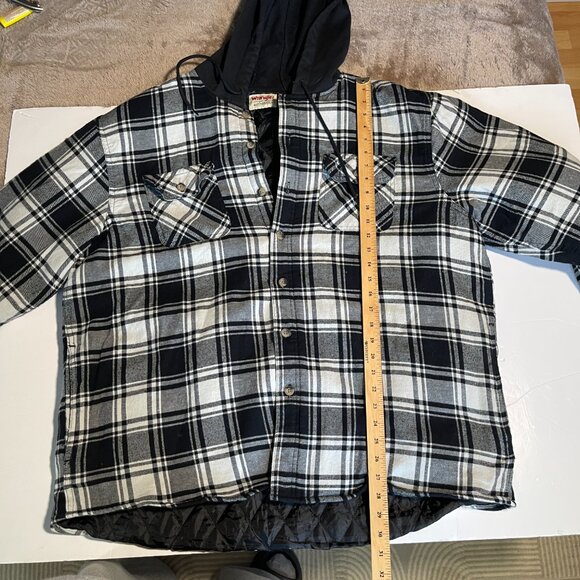 Wrangler Black & White Plaid Hooded Button Up Jacket Size XXL - Picture 13 of 13